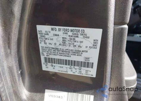 2010 Ford Escape Xlt z USA, uszkodzony, nr VIN 1FMCU9D71AKC60423